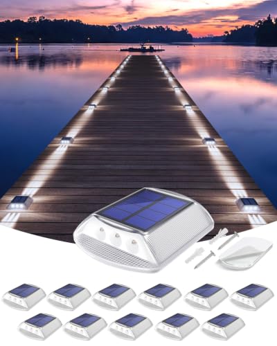 DetarZinLED Solar Driveway Lights Outdoor IP68 Waterproof Led 12 Pack White