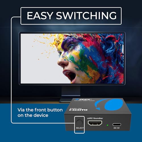 image for OREI eARC/ARC HDMI 2x1 Audio Switch – Connect One Soundbar/AV Receiv