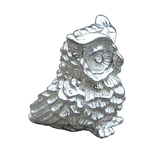 Figurine Hibou, Figurine Chouette, Hibou en Étain, Fait Main. Made in France, par William Sturt, des Étains de Jumilhac