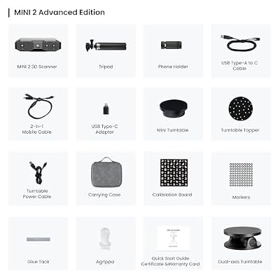 Revopoint MINI 2 3D Scanner for 3D Printing Handheld, Up to 0.02mm Precision, Industrial Blue Light, Full Color Model Scanning for Small Objects, Compatible with Win/Android/iOS/macOS, Advanced