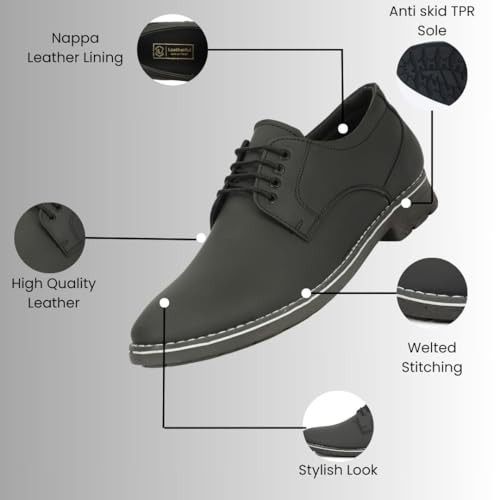 Image of Leatherful Genuine Leather Derby SE Shoes for Men | TPR Sole & Nappa Leather Lining | Classic Dress Footwear