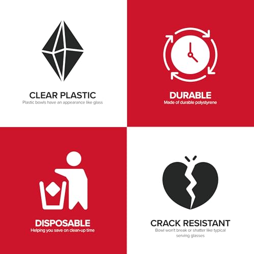 Stock Your Home 96 Oz Clear Plastic Serving Bowls (6 Pack) Disposable Candy Dishes, Buffet Containers For Chips, Popcorn, Snacks, Mints, Salad Bar, Snack Bowl Parties thumb #3