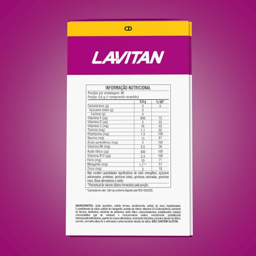 Multivitamínico Lavitan AZ Para Mulher Com 90 Comprimidos