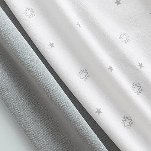 Next to Me Crib Sheets Fitted 83x50cm, Baby Bedside Crib Sheets 2 Pack, Ultra Soft, Grey & White Star