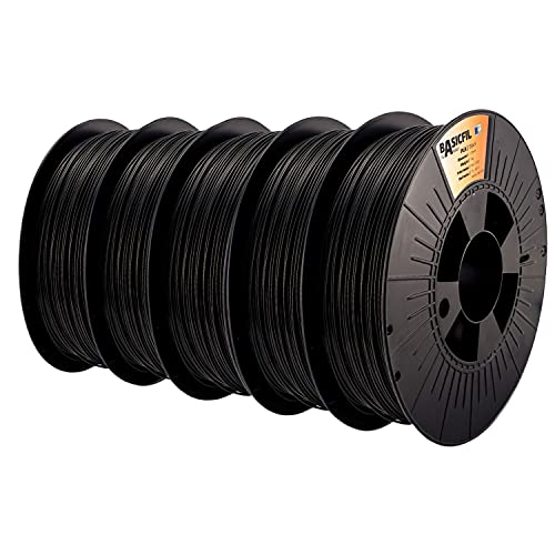 BASICFIL PLA (3D Printing Filament) - COMBIPACK - 1.75mm, 5 x 1kg, Black