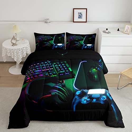 Erosebridal King Comforter Set for Boys,Gaming Bedding Sets for Boys Gamer Comforter Sets for Boys,Kids Toddler Bedding Set Gamer Room Decor for Boys,Green