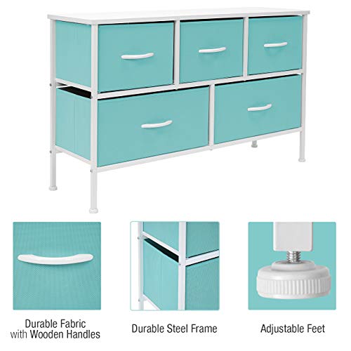 Sorbus-Dresser-with-5-Drawers-Furniture-Storage-Chest-for-Kids-Teens-Bedroom-Nursery-Playroom-Clothes-Toys-Steel-Frame-Wood-Top-Fabric-Bins-Pastel-Aqua 41PYGrL8YRL