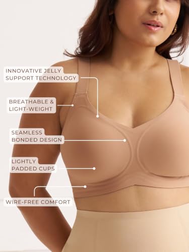 Image of Everyday Comfort Jelly Bra | Wire-Free Jelly Soft Technology with Side Silicone Fillers | Lightly Padded, Seamless Design with Wide Straps & Removable Pads | Breathable Everyday Bra for Women |