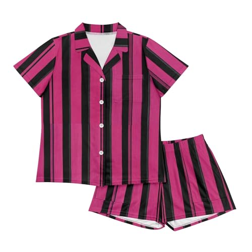 Image of Pjs Womens Short Sleeve Button Down Pajamas Set Two-Piece Nightwear with Pockets