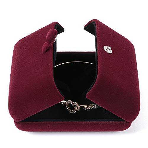 MDLUU Samt-Armreif-Etui, doppelte offene Armband-Box, 3 Druckknöpfe, Schmuck-Organizer für Geburtstag, Valentinstag, Jahrestag (rot) Cover