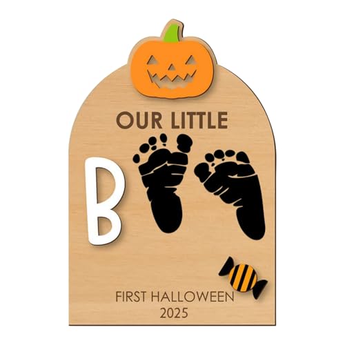 Kit de huellas de manos de bebé, arte de madera para Halloween, de recuerdo con almohadilla de impresión para guardería, Navidad, familia, nacimiento, mamá, niños, padres, padre