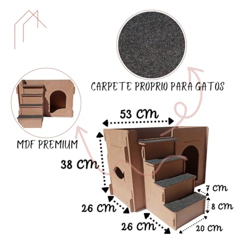 Casa Casinha de Gatos com Cama Carpete e Escada Diversão e Conforto para seu Bichano