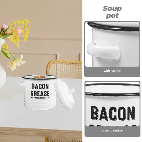 Marmite à couvercle hermétique en émail blanc de 1,2L - 7