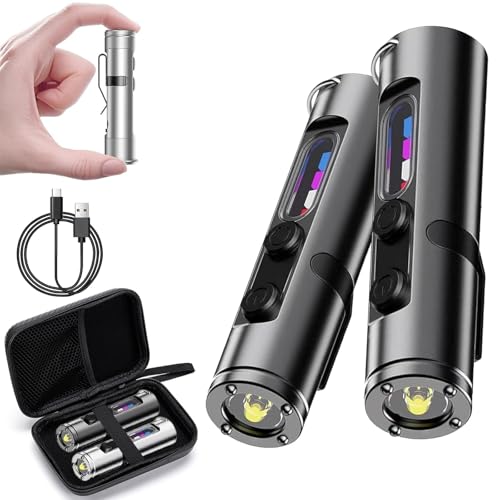 DJBNT Taclite Mini – The Ultimate Everyday Micro Tool, Led Magnetic Super Bright Tactical Flashlight, Keychain Flashlight with Hat Clip, Waterproof, 3 Brightness,3 Modes (Black*2)