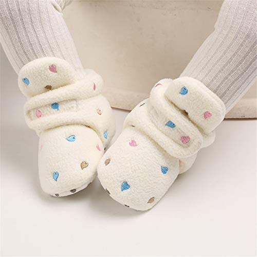 E-Fak Newborn Baby Cozy Fleece Booties With Grippers Winter Slippers Socks Soft Sole Stay On Infant First Walker Crib Shoes(00 Multi-Colo&White, 0-6Months) #TOP1