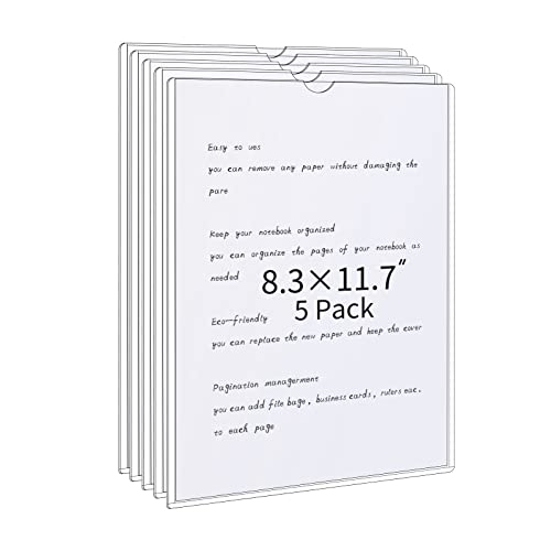 DLUGOPIS 5 pieces Rigid Print Protectors 8.3 * 11.7 inches Clear Paper Document Holder Wall Mount...