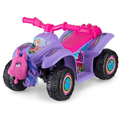 Kid Trax Toddler Unicorn Quad Electric Ride On Toy, 6 Volt Battery, 1.5-3 Years Old, Max Weight of 44 lbs, Single Rider, Purple Cover