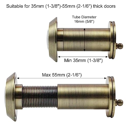 Earl Diamond - Peep Holes for Door, Solid Brass 200-Degree Door Viewer Peephole with Heavy Duty Rotating Privacy Cover for 1-3/8" to 2-1/6" Doors for Home Office Hotel, Antique Bronze by Earl Diamond - Image 2