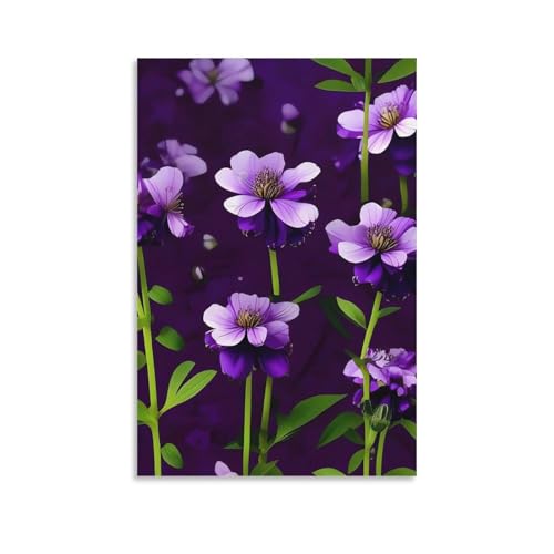 Toile fleurs violettes pour habiller un mur de bureau et optimiser la pièce