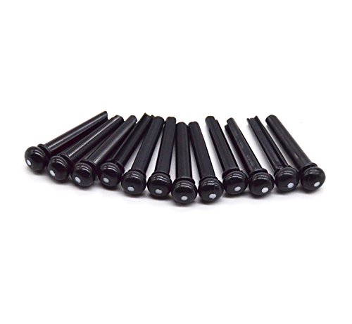 NXWVPC Bridge Pin Set，W Fashion Shop Acoustic Guitar Bridge Pin(Set of 12)(Black w/White Dot)
