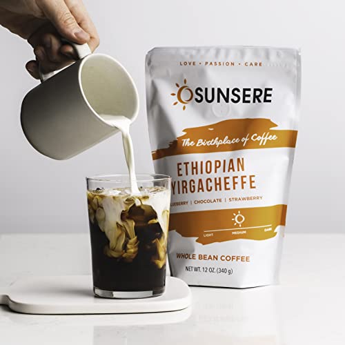 Ethiopian Coffee Beans Medium Roast – Yirgacheffe Whole Bean Single Origin Coffee Grown At High Altitude – Arabica Gourmet Coffee Artisan Roasted In Small Batches – 12 Ounces #TOP6