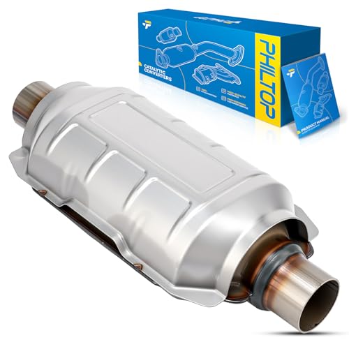 PHILTOP High Flow 1.75" Universal In/Out Catalytic Converter for Fiat, Pontiac, Alfa Romeo, Bertone, Oldsmobile, Lotus, Suzuki, Yugo, Buick, Peugeot, Lancia, Mazda, Renault OE# 602203 (EPA Compliant)