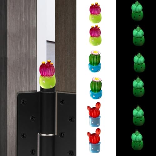 Niuwiwyi Cactus Hinge Heads Decorative Topper Set of 6, Glow in The Dark Magnetic Hinge Head Toppers,Magnetic Hinge Head Home Decoration