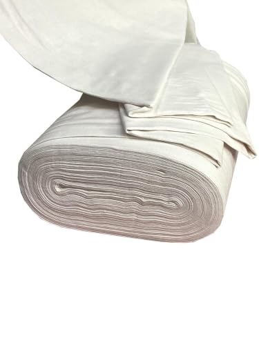 Image of Glus Fabric by The Metre-Mercerised Dyed Cotton for Embroidery-Cross Stitch-Bed Covers-Curtains-Cushion Covers-Table Cloth-Chair Upholstery-Sofa Cover (White, 100 cm X144 cm)