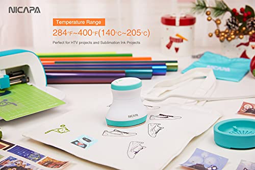 NICAPA Mini Heat Press Machine for T Shirts Shoes Hats Small HTV Vinyl Projects Portable Mini Iron Press for Sublimation Ink Transfer Projects and Heating Transfer-Blue - Thumbnail 2