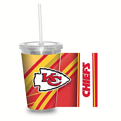 Image of Rico Industries NFL Football 16oz Clear Tumbler W /Straw for NFL Fans