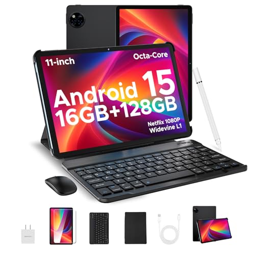 DOOGEE U11(2026) Android 15 Tablet with Keyboard,11 inch Android Tablet 16GB+128GB/2TB TF Octa-Core Gaming Tablets,90Hz Display,8580mAh,1080P,BT5.0+5G WiFi,13MP+5MP, Face ID,Metal Body Andro