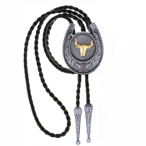 Image of HUABOLA CALYN Bolo Tie for Men- Western Cowboy Native American Golden Horse Bolo Tie