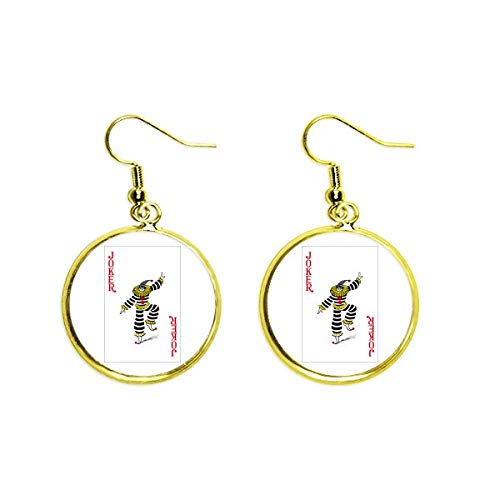 Pendientes de poker Red Joker dorados largos para mujer accesorio de naipes