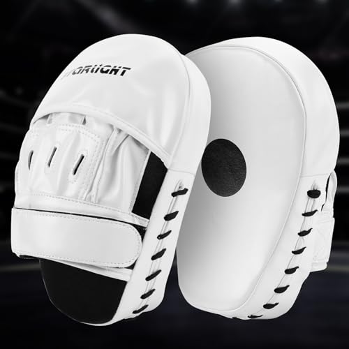 Boxing Pads for Men, Women, & Kids, Leather Focus Mitts for Martial Arts, Boxing Training, Curved Punch Mitts for Karate, Kickboxing,Muay Thai, Taekwondo