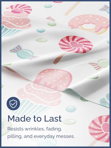 Image of Kids Full Size Sweets Bed Sheets - 4 Piece Kids Sweets Sheet Set | Sweets Themed Bedding, Ultra-Soft, Cute & Cozy, Breathable & Machine Washable, Kids Bed Set for Boys, Girls, Teens & Toddlers