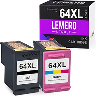 LemeroUtrust Remanufactured Ink Cartridge Replacement for HP 64XL 64 XL use with HP Tango Envy Photo 7858 7855 7155 6255 6230 7120 7864 7134 7164 6252 7830 6258 Printer Ink Cartridges (2-Pack)