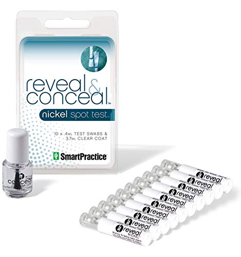 Reveal and Conceal Nickel Allergy Test Kit by Smart Practice - Detecting Nickel is a Snap - Test for Nickel in Your Jewelry and Prevent Skin Exposure With Liquid Clear Coat - Includes 10 Test Swabs