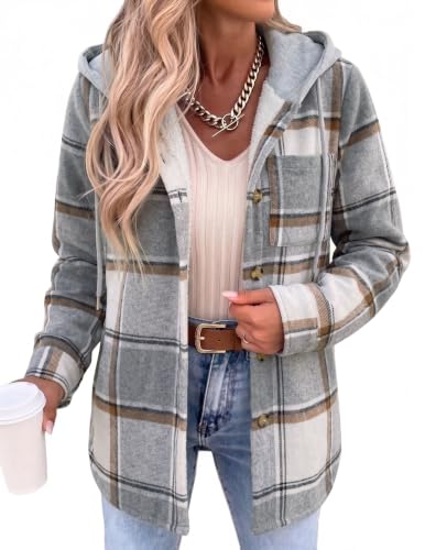Zeagoo Womens Hooded Flannel Shacket Outdoor Winter Coat - image 1