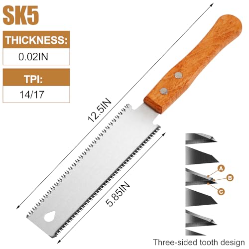 Image of Japanese Hand Saw 2 Pack, 6 Inch Double Edge Pull Saw for Flush Cuts