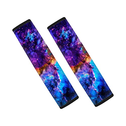 Toaddmos 2 Pack Purple Blue Galaxy Star Nebula Space Universal Car Seat Belt Cover Pad,Soft Shoulder Seatbelt Pads Cushions For Adults And Children #TOP1