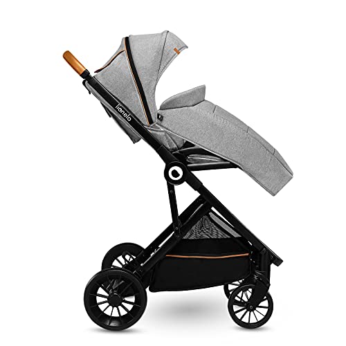 Lionelo Dani Kinderwagen Buggy bis zu 15 kg vorwärts- und rückwärtsgerichteter Sitz Liegeposition EVA-Schaumräder verstellbarer Griff Fußsackabdeckung, Grau