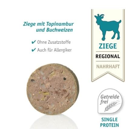 Anibio 8 x Tolle Rolle Ziege 400g | hypoallergenes Nassfutter | Single Protein | für Hunde | mit Topinambur | Getreidefrei | Ideal für eine Ausschlussdiät | bei Futtermittelunverträglichkeiten |