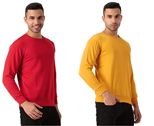 Image of MALENO Men Stylish Full Sleeves Red & Yellow Sweat Shirt