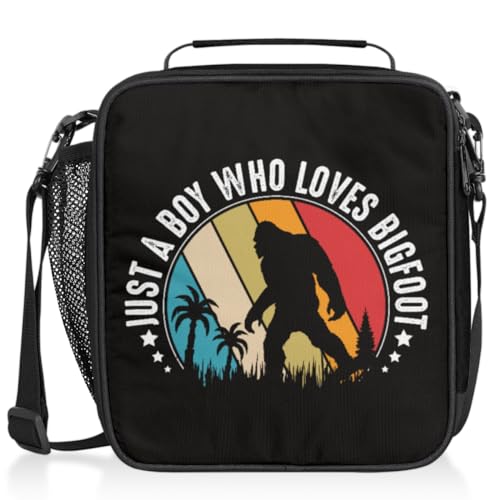Bigfoot Kids Lunch Boxes, Sasquatch Insulated Lunch Bag for Kids with Adjustable Shoulder Strap and Water Bottle Holder, Reusable School Lunch Box for Boys and Girls