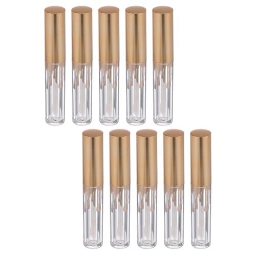 Alipis 10 Tubos Vacíos Transparentes para Labios Tapa Dorada y Diseño Ondulado Envases de 25 Ml para Brillo y Bálsamo Labial Subenvases Compactos para Almacenamiento y Viaje