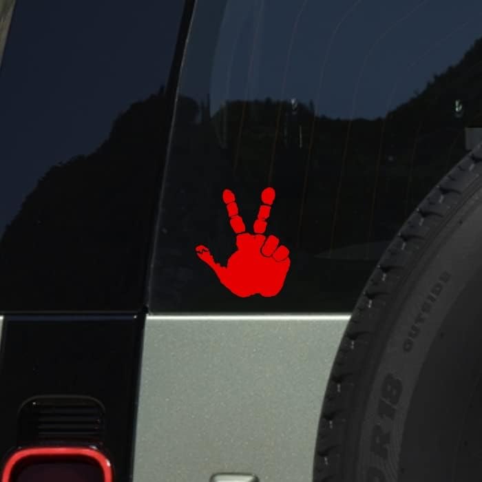 4X4 Wrangler Wave Sign Wave Peace Vinyl Decal Sticker | Custom Truck Window Bumper Car Laptop Automotive Wall Gift Tumbler (RED)