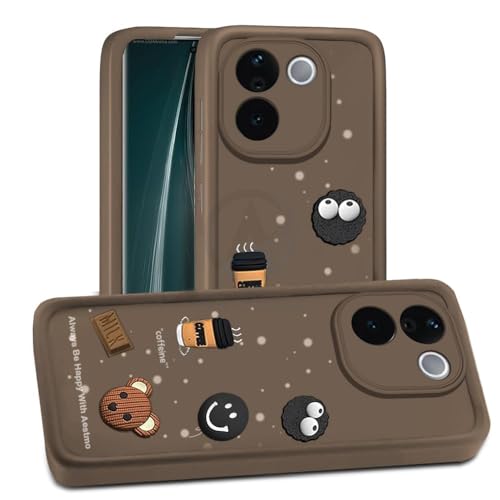 Image of AESTMO Back Case Cover for Vivo T3 Pro / Z9S Pro Cover | Cute Fun Cartoon 3D Ball | Coffee Silicone Case | Full Body Protection | Camera Protection Back Cover for Vivo T3 Pro / Z9S Pro (Brown)