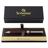 Deep Crimson Red Ballpoint Scriveiner - Stunning Red Lacquer Luxury Pen with Chrome Finish, Schmidt...