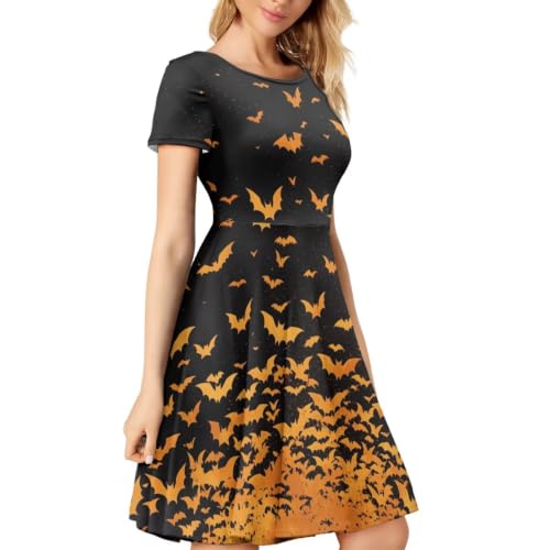 Image of AFPANQZ Womens Casual Summer Lightweight Vintage Dress Short Sleeve Midi Dress Knee-Long Luxury Formal Dress