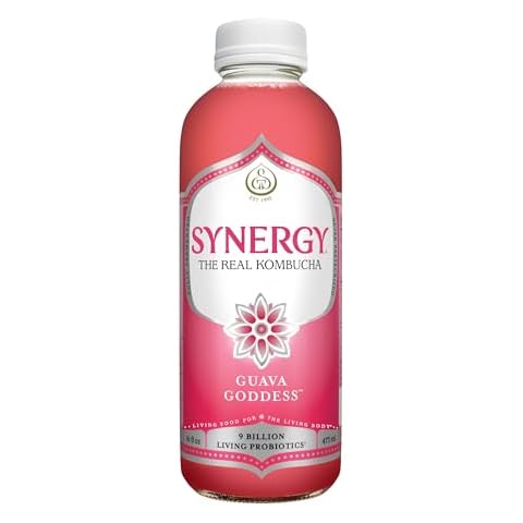 SYNERGY The Real Kombucha - Guava Goddess - 16 fl oz Bottle - Raw Probiotic Drink for Gut Health and Immune Support Cover
